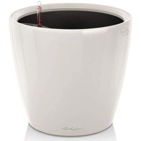 LECHUZA Pot de fleurs Classico 28 LS ALL-IN-ONE - Ø 28 X 26 cm - Blanc brillant 16040