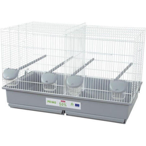 Cage pour oiseaux domestiques en plastique recyclé 69 x 39 x 44,5 cm – 4 perchoirs – 4 mangeoires – Nettoyage facile avec tiroirs amovibles – Zolux