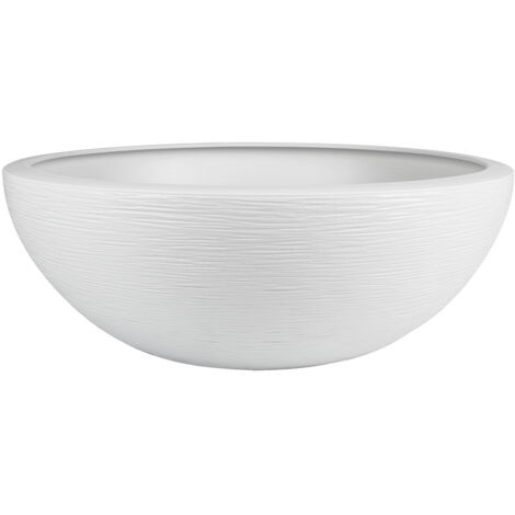 EDA – Vasque pot de fleurs en polypropylène blanc cérusé – Ø 60 cm – Double paroi résistante au gel et UV – Zone de rétention d'eau intégrée
