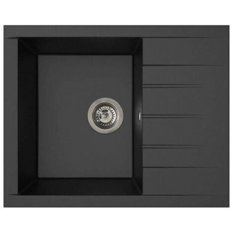 Evier - Résine SMC - Noir pailleté - A encastrer - STRADOUR - Cube 1C XS - 62 x 50 cm (1/2)
