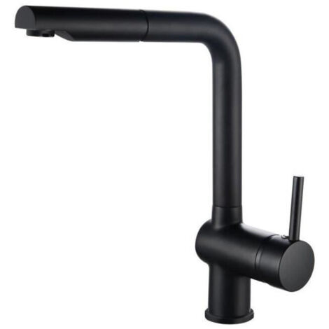 Edouard Rousseau – Mitigeur évier MATSOUKO noir – Bec mobile avec douchette extractible – Cartouche céramique 40mm – Économie d'eau avec aérateur (1/5)