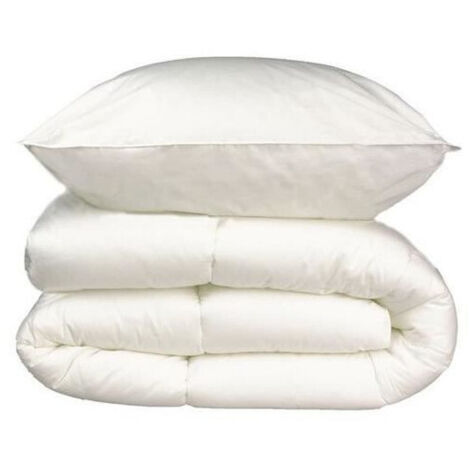 Pack linge de lit Microfibre - 1 Couette chaude 140x200 cm + 1 Oreiller 60x60 cm blanc