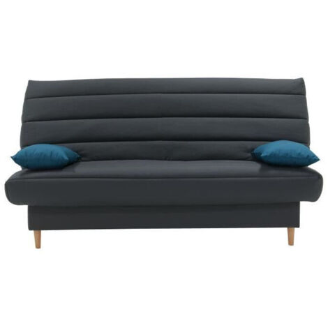 Liv Banquette clic clac tissu anthracite 190 cm 3 places