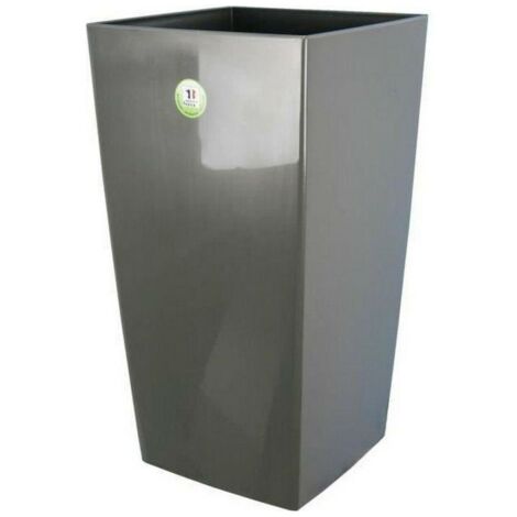 RIVIERA Pot de fleurs Nuance -Carre - 29 x 29 x H 52 cm - 32.6 L - Gris paillete (1/2)