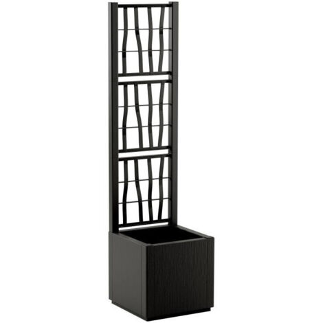 STEFANPLAST Bac a fleur/Jardiniere - ETHICA - Graphite - Carré avec treillis - 38 L - 36 x 36 x h140 cm (1/5)