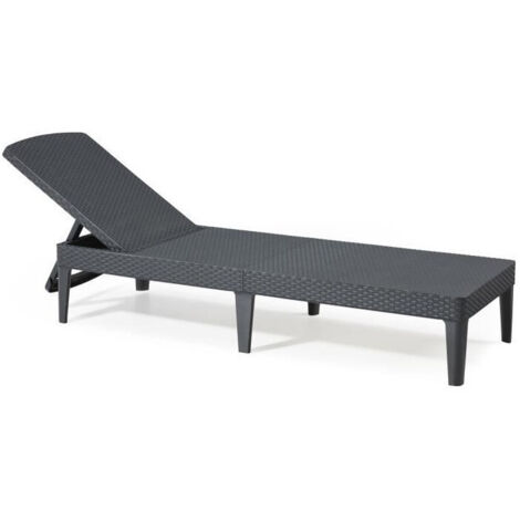 Keter – Chilienne en résine imitation rotin tressé gris graphite – Dossier réglable 4 positions – Conception légère et pliable – Supporte jusqu'à 110 kg
