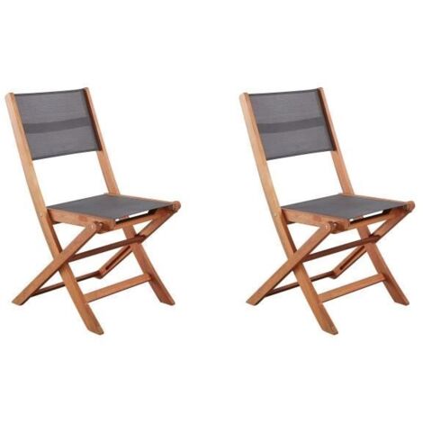 Lot de 2 chaises en bois dacacia FSC et textilene - Gris (1/5)