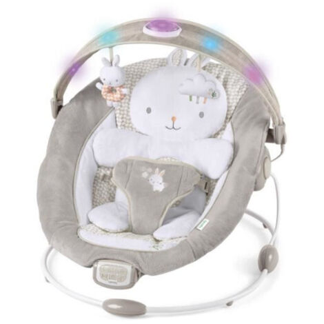 INGENUITY Transat bébé confort Petit Lapin, Arche d'éveil lumineuse, Coussin réducteur amovible, cadeau bébé