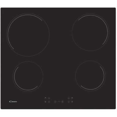 Candy – Table de cuisson vitrocéramique 4 foyers 6500W – Commandes tactiles – Dimensions 59x52cm – Sécurité enfants et anti-surchauffe (1/2)