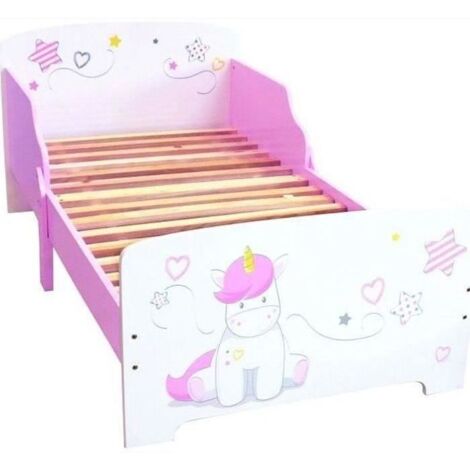 Les Tendances – Lit évolutif enfant licorne 140x70 cm – MDF robuste – Bords arrondis pour sécurité – Design féerique pour chambre d'enfant