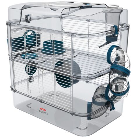 Cage rongeur Rody 3 Duo bleue – Dimensions L 41 x P 27 x H 40,5 cm – Plastique polypropylène et métal – 2 étages avec accessoires inclus – Zolux - RODY3