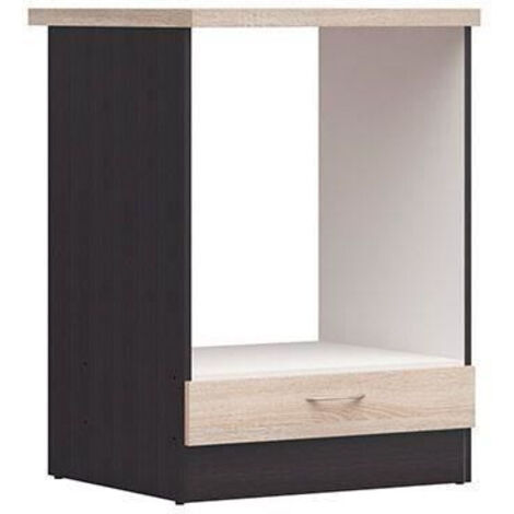 Meuble bas four 60 cm en chêne sonoma – Dimensions 60x86 cm – Panneaux de particules et mélamine – Poignées en plastique (1/4)