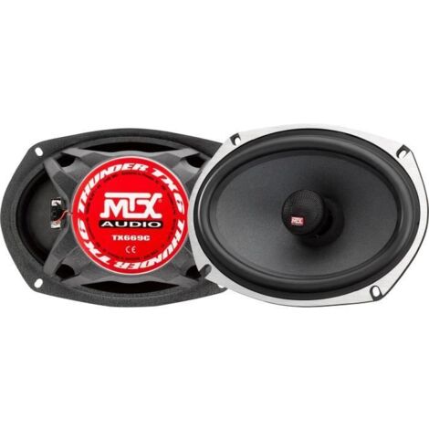 MTX TX669C Haut-parleurs voiture Coaxiaux 15x23cm 6x9 2 voies 120W RMS 4 Châssis alu Tweeters néodyme dôme soie Membrane fibre