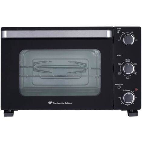Continental Edison – Minifour électrique 28L – 1500W – Chaleur tournante et rôtisserie – Thermostat jusqu'à 230°C – Minuterie 60 minutes