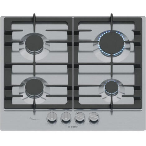 Bosch – Plaque de cuisson gaz 4 foyers – Dimensions 58,2 x 52 x 4,5 cm – Puissance 7500W – Allumage d'une main – PCP6A5I90