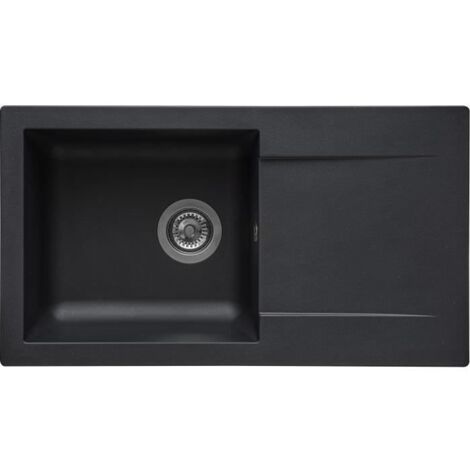 STRADOUR Evier a encastrer EINNA, en SMC NOIR PAILLETE - 06,  1 bac, dim. 78  43,5 cm, vidage manuel