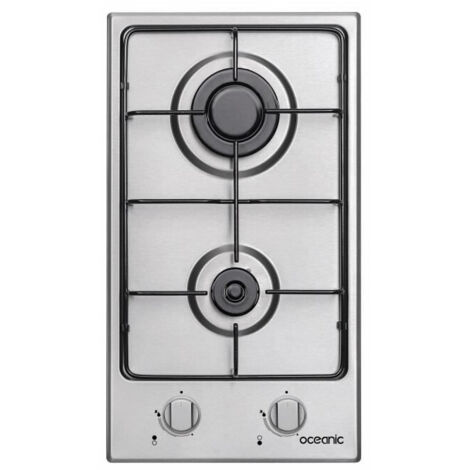 Oceanic – Plaque de cuisson gaz inox 2 brûleurs 4000W – Compact 20 cm – Allumage manuel – Pour gaz naturel et GPL - OCEATG2IX