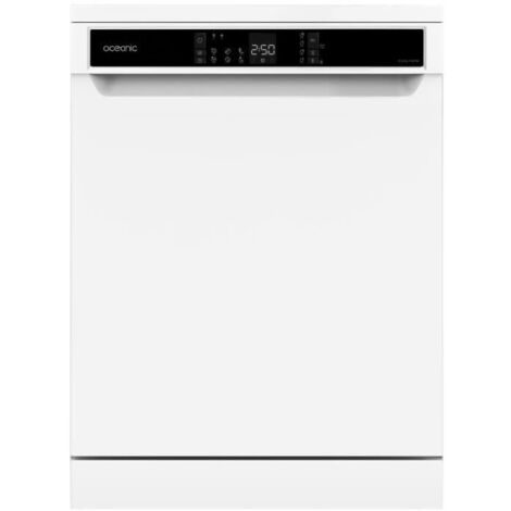 Oceanic – Lave-vaisselle pose libre OCEALV1247W – 12 couverts – 47 dB – Classe D – Panier supérieur réglable – Départ différé 1 à 24h (1/5)