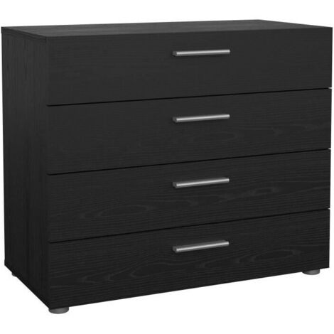 Commode PEPE 4 Tiroirs - Décor noir - L80 x P40 x H68 cm (1/5)