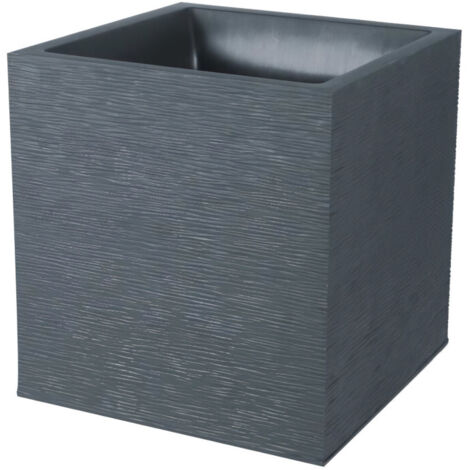 EDA – Pot carré Graphit 39 x 39 x 43 cm – 31 L – Polypropylène – Résistant aux UV – Double paroi pour isolation thermique