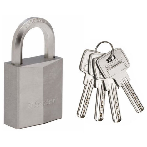 Cadenas en laiton nickelé 40mm - MASTER LOCK - Anse hexagonale - Haute sécurité - 4 clés incluses (1/4)