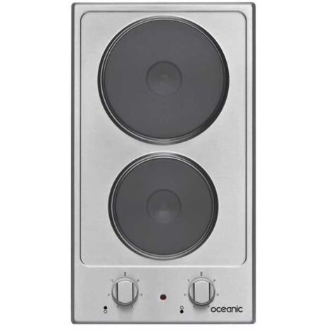 Oceanic – Plaque de cuisson électrique encastrable inox 2500W – 2 foyers 1000W/1500W – Surface résistante aux taches – Installation facile - Oceate2s