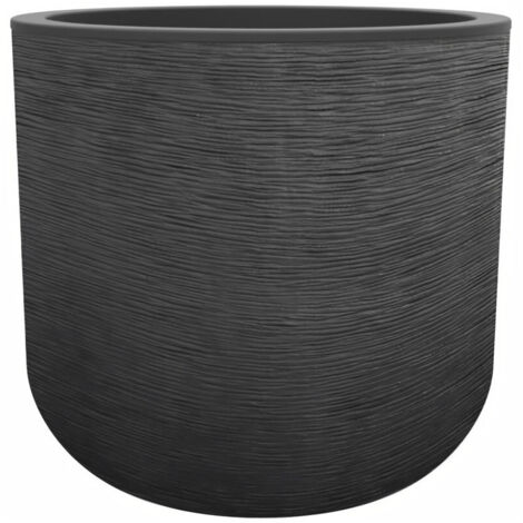 EDA – Pot rond 50 cm avec zone de rétention d'eau – Contenance 67 L – Plastique traité anti-UV – Couleur gris anthracite – Fabriqué en France