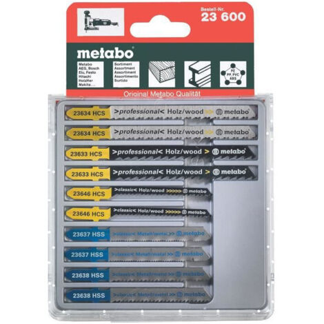 Lames pour scies sauteuses METABO - Lot de 10 - Bois, métal, plastique - HCS/HSS (1/10)