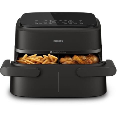 Philips – Friteuse sans huile 7,1L – Double cuve – 2450W – 6 préréglages – Technologie RapidAir pour cuisson saine et croustillante (1/5)
