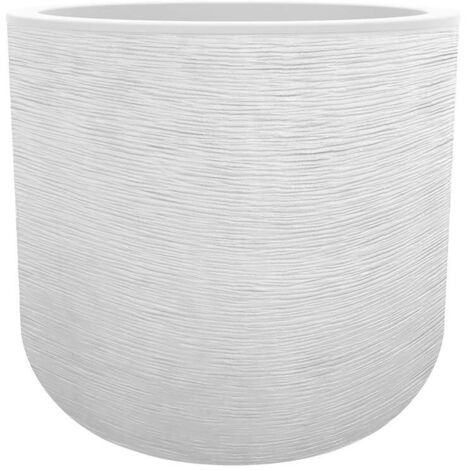 EDA – Pot rond 50 cm Graphit'Up – 67 L – Blanc ceruse – Zone de rétention d'eau intégrée – Résistant aux UV – Fabriqué en France