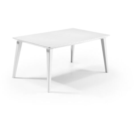 Les Tendances – Table de jardin 6 personnes – En résine synthétique – Dimensions 157x98x74 cm – Coloris blanc – Design contemporain