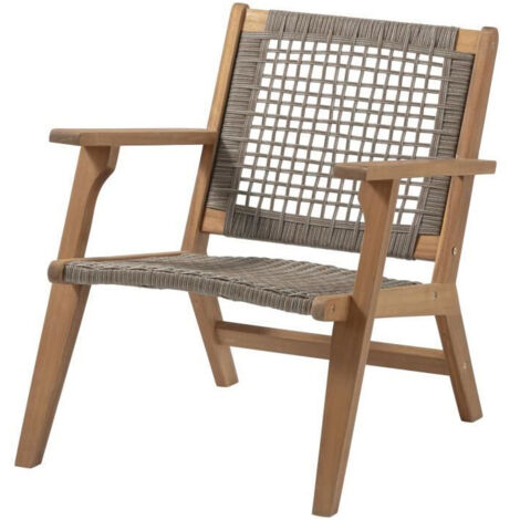 Fauteuil de jardin bas en bois d'Acacia FSC et en résine tressée - BORA - l60xP76xH73 cm (1/5)