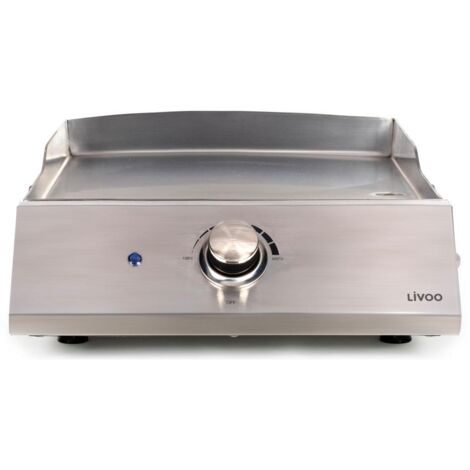 Plancha électrique 2800W en inox avec surface de cuisson 45 x 35 cm – Thermostat réglable – Bac récupérateur de graisse – DOC292 – Livoo (1/10)
