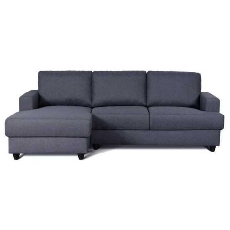 Les Tendances – Canapé d'angle gauche 4 places en tissu polyester gris anthracite – Structure en pin massif – L 215 x P 140 x H 86 cm – Confort mi-ferme (1/5)