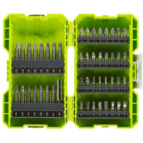 RYOBI Coffret antichocs empilable 48 embouts de vissage mixtes - porte-embouts RAK48SSD (1/2)