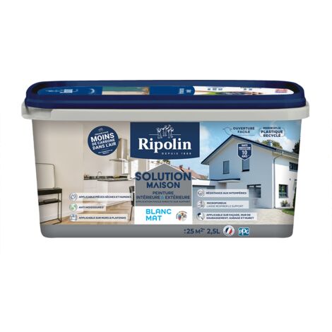 Ripolin peinture blanc mat 2,5 L intérieur extérieur (1/4)