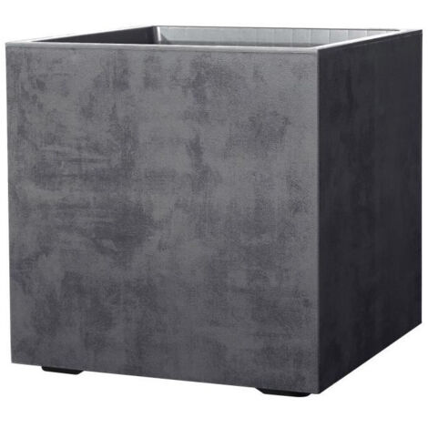 Pot de fleurs cube Millennium R 49 x H49,5 cm – Anthracite – Réserve d'eau – Roulettes – Matière recyclée résistante aux UV – Deroma (1/5)