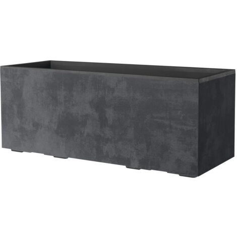 Jardinière muret Millennium R – 99 x h39 cm – Anthracite – Réserve d'eau – Roulettes – Matière recyclée résistante aux UV – Deroma (1/5)