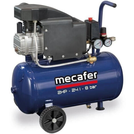 Mecafer – Compresseur lubrifié 24 L – Puissance 2 HP – Pression max 8 bar – Pour travaux professionnels et bricolage intensif