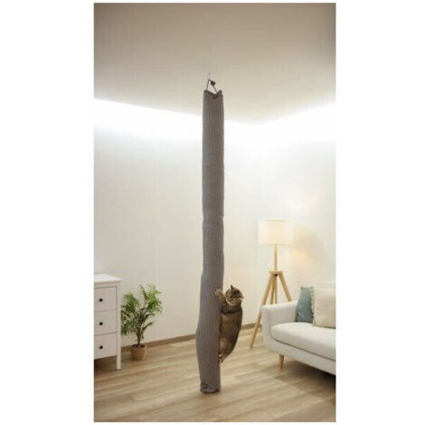 Sac d'escalade pour chat gris – Tapis sisal résistant – Installation suspendue – Dimensions 16x16x240 cm – Confort optimal pour intérieur – Kerbl