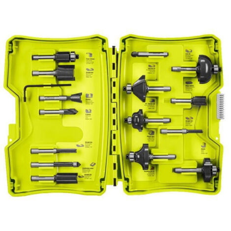 RYOBI Coffret 15 fraises panachées queue de diamètre 6mm RAKRBS15