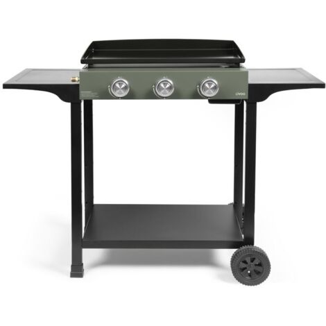 Plancha à gaz 7500W – 3 brûleurs avec allumage automatique – Plaque en acier émaillé 62x34,5cm – DOC326 – Livoo
