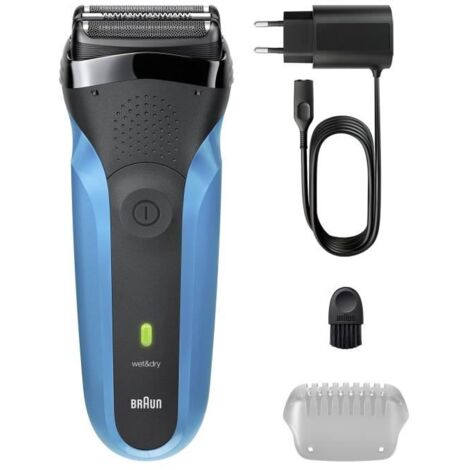 Rasoir électrique BRAUN Series 3 - Bleu et noir - Autonomie 30 minutes - Charge rapide 5 minutes