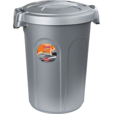 Stefanplast – Conteneur à aliment pour chien 46l – PVC robuste – Couvercle avec clips – Dimensions 44,5x40x61cm – Coloris gris
