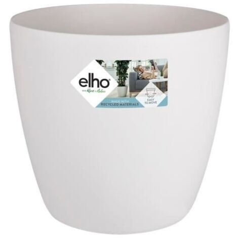ELHO Pot de fleurs rond Brussels avec roues - Ø 47 x H 44 cm - Intérieur - 100% recyclé - Blanc (1/5)