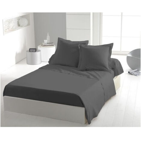 Drap plat - HOME LINGE PASSION - 180 x 290 cm - 1 personne - Anthracite (1/4)