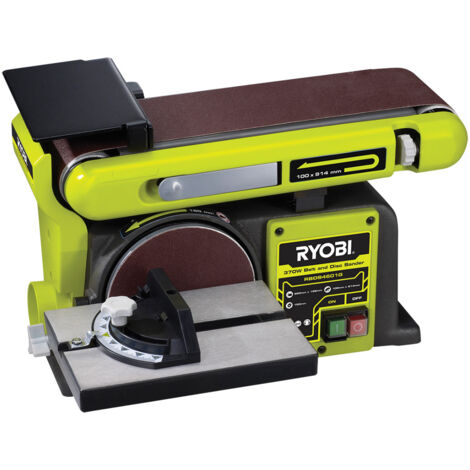 Ryobi – Ponceuse d'atelier à bande et à disque 375W – Disque 150mm – Réglage courroie jusqu'à 90° – Extracteur de copeaux – RBDS4601G