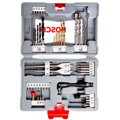 Bosch – Coffret de forets à métaux HSS-TiN 49 pièces – 4 forets à béton Ø 5/6/8/10 mm – 7 forets HSS-TiN Ø 2 à 6 mm – 2608P00233