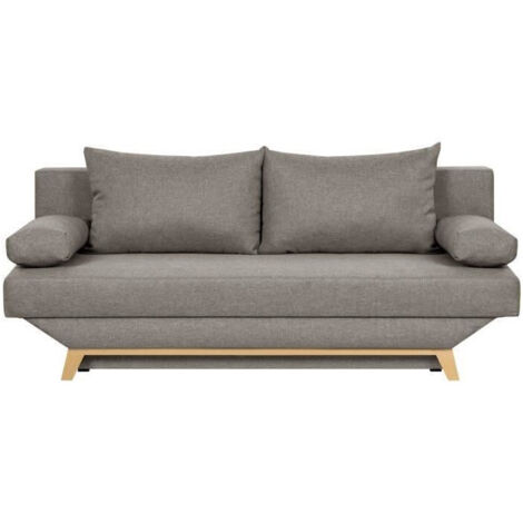 Les Tendances – Canapé convertible 3 places taupe avec coffre de rangement – Dimensions L187 x P91 x H82 cm – Couchage 141 x 187 cm (1/8)