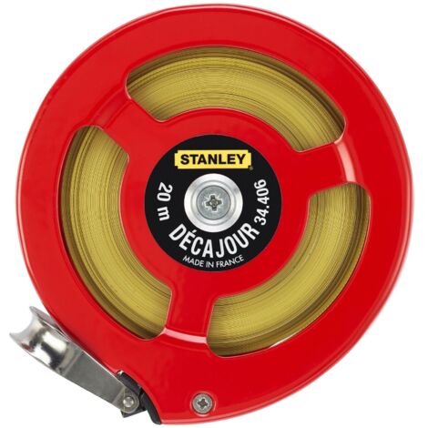 Stanley – Mètre déroulant 20m x 12.7mm – Boîtier en acier époxy résistant – Ruban acielak anti-abrasion – Sortie tangentielle – 34406